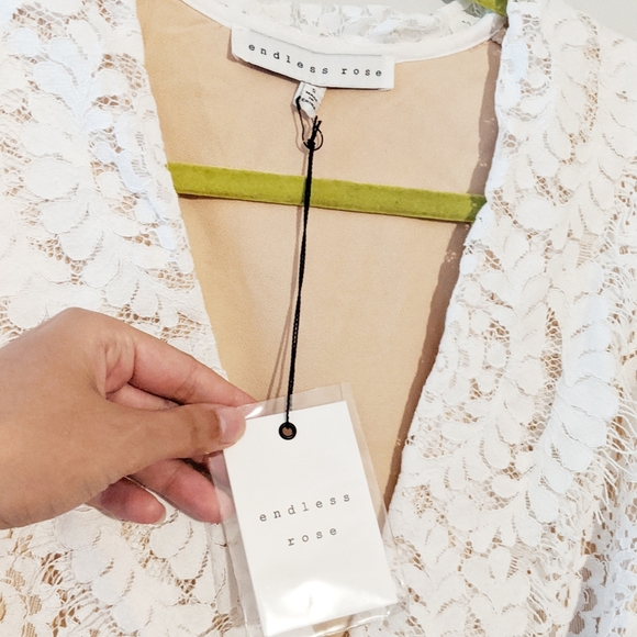 Revolve Endless Rose White Lace Wrap Mini Dress - Picture 4 of 6